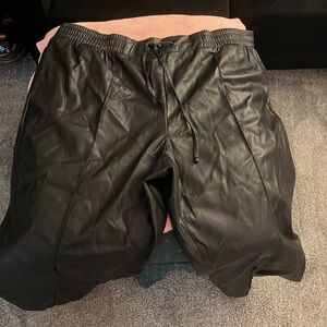 Women’s black leather pants